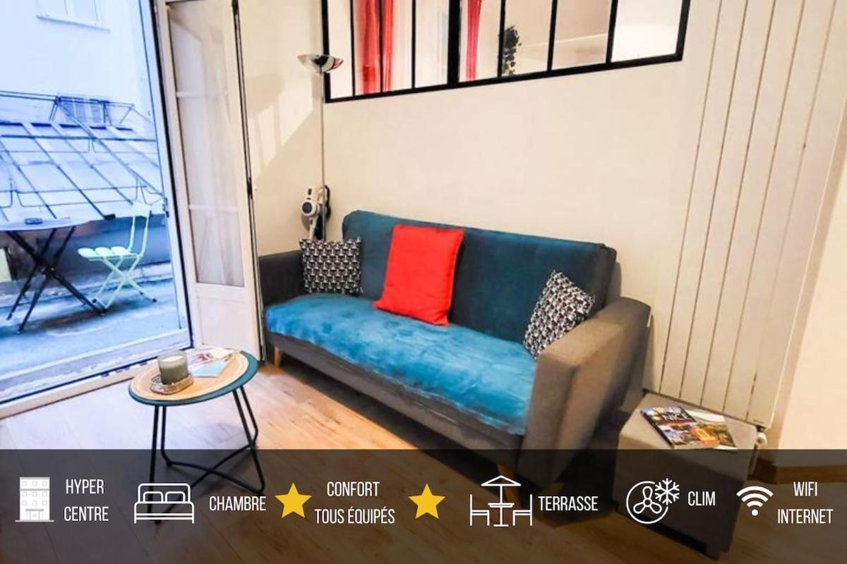 T1 Centre - Ideal Couple & Amis - Confort - Wifi - Calme - Climatisation - Coin Terrasse Apartment *